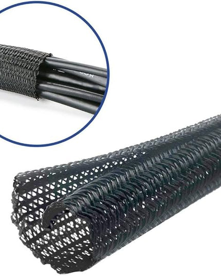 1/4" x 50ft Black Cable Sleeve Cover - Pet-Proof Cord Management System for Home Office Desk, Durable Wire Organizer Protector from Dog Cat Chewing, Flexible Cable Hider (Black)