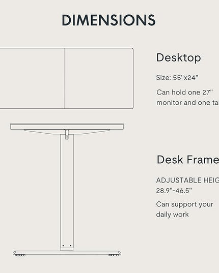FLEXISPOT 55x24 Inch Electric Height Adjustable Standing Desk for Home & Office, Splice Board Desk for Computer Workstation, Study, or Creative Setup, White