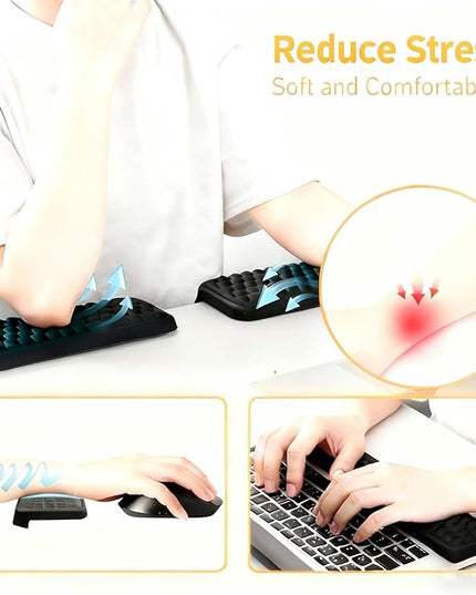 2Pcs Elbow Pad for Desk，L-Shaped Memory Foam Elbow Pads with Non-Slip Base，Ergonomic Desk Edge Cushion & Wrist Rest for Computer Keyboard, Office and Home Use