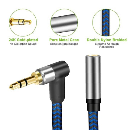 GGMTY 3.5mm Male to Female Extension Stereo Audio Extension Cable 10FT, Cotton-Braided Audio Extension Cable, Stereo Jack Cord for Phones, Headphones, Speakers, Tablets, PCs and More