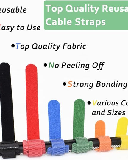 80pcs Cable Ties Reusable Multicolor Wire Ties Cable Management Cord Ties Reusable for Electronics Hook and Loop Cable Ties for Computer 4 6 8 Inch with 6 Colors