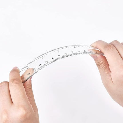Unjoo Clear Plastic Ruler 6 Inch Straight Rulers, Bulk Assorted Colors, Shatterproof Ruler with Inches and Centimeters for School Classroom, Home, or Office (8 Pack)