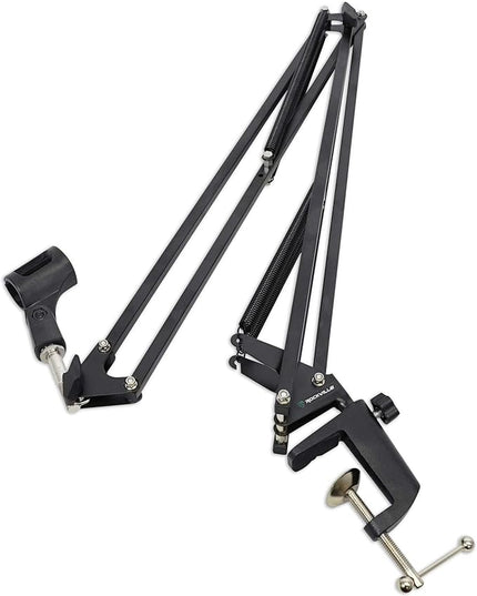 Rockville DMS40 40-Inch Studio Microphone Boom Arm Stand, Aluminum Desk Clamp, 360 degree Rotation, Steel Frame, ABS Mic Clip, for Podcasting and Streaming