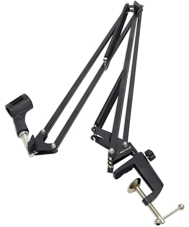 Rockville DMS40 40-Inch Studio Microphone Boom Arm Stand, Aluminum Desk Clamp, 360 degree Rotation, Steel Frame, ABS Mic Clip, for Podcasting and Streaming
