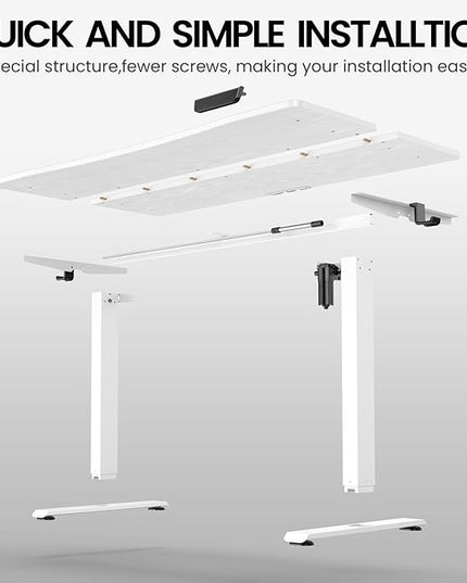 Veken 55 x 28 Inch Electric Standing Desk with Adjustable Height, Sit to Stand Computer Table for Study, Work or Gaming, Home Office Desk White