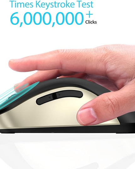 memzuoix 2.4G Wireless Mouse, 1400 DPI Computer Mice with USB Receiver, Portable Wireless USB Battery Powered Cordless Mouse for Laptop, PC, Desktop, 5 Buttons (Black Gold)