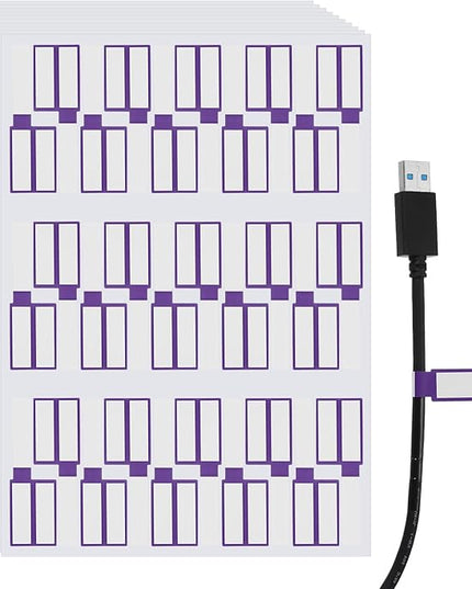 uxcell 300 Pcs Cable Labels, Waterproof Wire Cord Labels Tags, Cord Organizer Management Tags for Charger Cable Organizer Wire Markers Printer, Purple