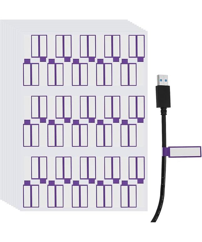 uxcell 300 Pcs Cable Labels, Waterproof Wire Cord Labels Tags, Cord Organizer Management Tags for Charger Cable Organizer Wire Markers Printer, Purple