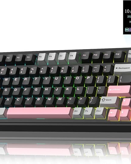 AULA S75 PRO Wireless Mechanical Keyboard with Screen&Knob, 75% Hot Swappable Gaming Keyboard with Pre-lubed Switches, RGB Backlit, PBT Keycaps Creamy Sounding Pc Gaming Keyboards