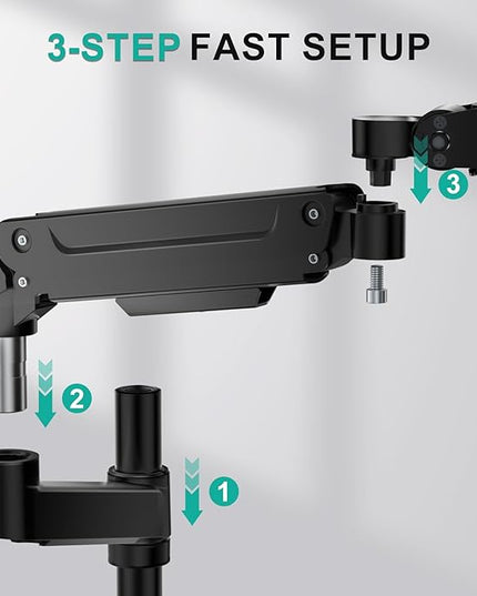 WALI Heavy Duty Monitor Arm Desk Mount for 13-49 Inch Ultrawide Screens, Single Monitor Arm with Full Motion Tilt, Swivel, Rotation, Holds up to 44 lbs, C-Clamp Mount for VESA 75/100mm (GSDM001-P)