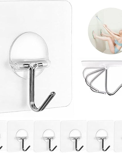 JINSHUNFA Adhesive Wall Hooks for Hanging Heavy Duty Towel Coat Hooks Waterproof Transparent Hook for Bathroom Shower Kitchen Keys Door Outdoor Home Improvement Utility Hook 8 Pack