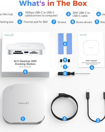 Mac mini M4 Hub with SSD Enclosure and Multi Card Reader, 10Gbps CFexpress Type B/Type A Reader, SD/TF 4.0 Slot, M.2 NVMe Enclosure,USB-C, USB-A, Dock for Content Creator, Photographer, Professional