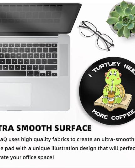 Turtle Mouse Small Pad, Cute Funny Mousepad with Non-Slip Rubber Base, Mini Round Mouse Pads for Desk Accessories Laptop Gaming Office Supplies Decor(8.6 x 8.6 Inch)