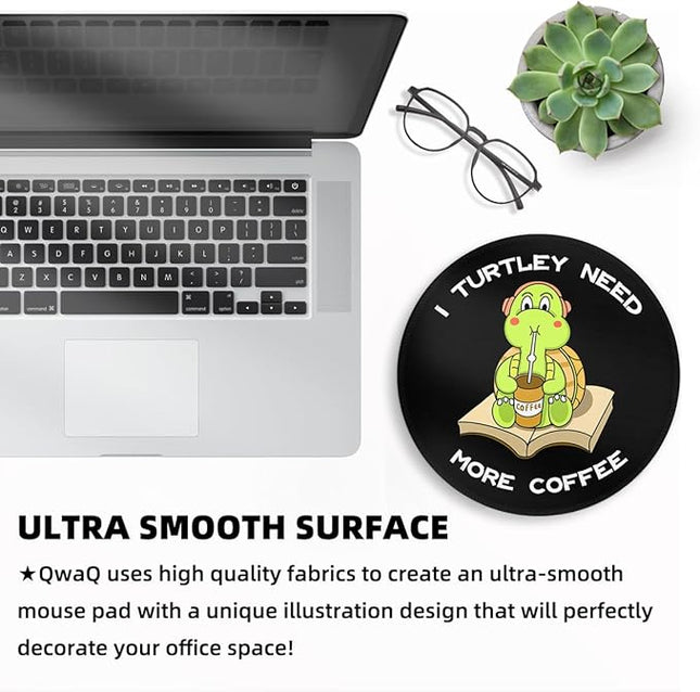 Turtle Mouse Small Pad, Cute Funny Mousepad with Non-Slip Rubber Base, Mini Round Mouse Pads for Desk Accessories Laptop Gaming Office Supplies Decor(8.6 x 8.6 Inch)
