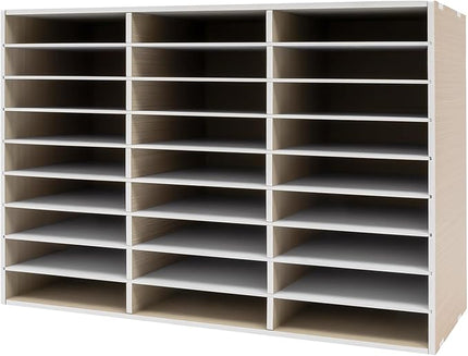 Literature Organizer 27 Slots Compartments Desktop File Sorter Mail Center Paper Storage Cabinet Home & Office Mailbox School Classroom Keepers (Grey)