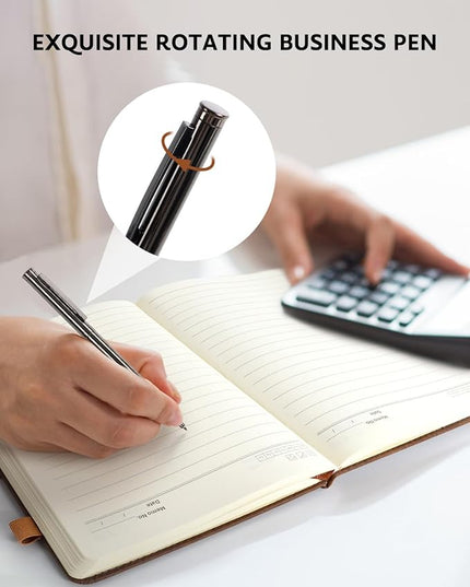 HULIPARK Leather Notebook Journal with Pen, A5 Lined Hardcover Notebook with Magnetic Closure, 240 Pages Daily Journal for Men Women, Ruled Journal Notebooks for Work, Writing, Note Taking - Brown
