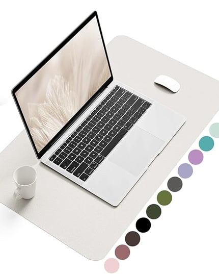 YSAGi Non-Slip Leather Desk Pad, Waterproof Laptop Computer Desk Keyboard Mat, Table Protector Blotter Mat, Large Mouse Pad for Office/Work/Home/Decor(Apricot Gray, 23.6" x 13.7")
