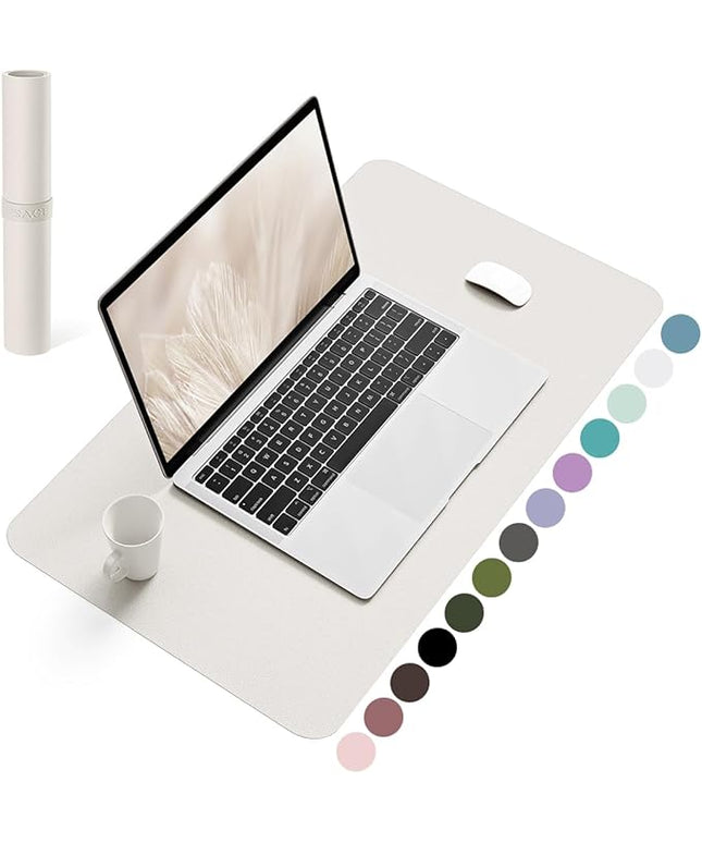YSAGi Non-Slip Leather Desk Pad, Waterproof Laptop Computer Desk Keyboard Mat, Table Protector Blotter Mat, Large Mouse Pad for Office/Work/Home/Decor(Apricot Gray, 23.6" x 13.7")