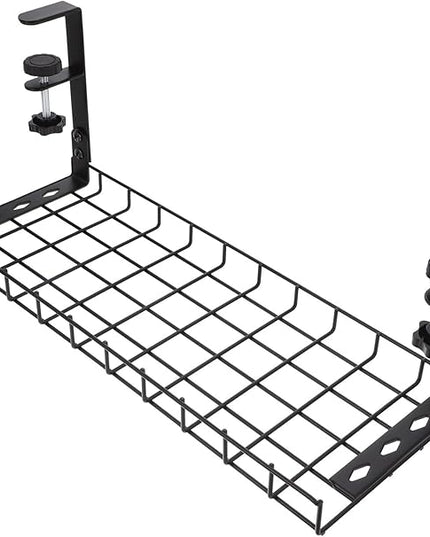 Under Desk Cable Management Holder Cord Organizer Tray No Drill Wire Storage Rack for Home Office Standing Desk, Black 500Mm,