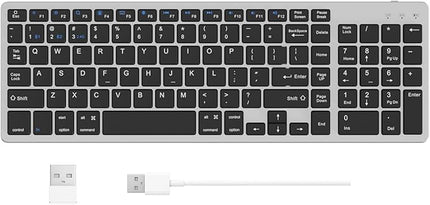 KVTVOU for Ultra-Slim Wireless QWERTY Keyboard, 3-in-1 Connection Modes (Dual Bluetooth+2.4G), Multi-Device Switching, Power-Saving & Anti-Slip, Compatible with PC/Laptop/Tablet/Phone, Black