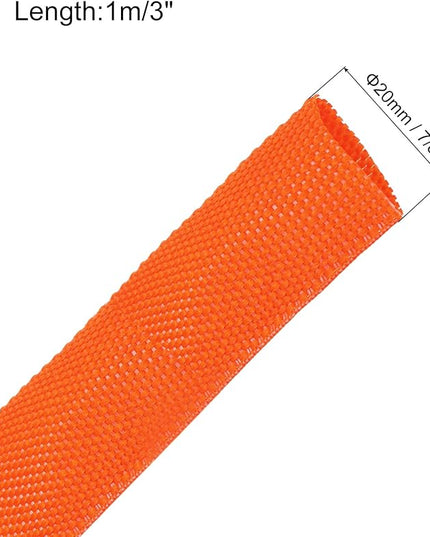 MECCANIXITY Braided Cable Sleeves Heat Shrinkable Fabric Sleeving, 7/8" 3ft Orange 2:1 Ratio Heat Shrinkable Cord Protector for Harness Cable, Network Cable Protection, Cable Management