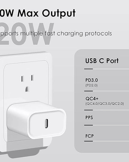 iPhone Fast Charger, [MFi Certified] 20W USB C Fast Charger Block with 10FT Type-C to Lightning Cable, Super Fast Charging Compatible with iPhone 14/13/13 Pro/12/12 Pro/12 Pro Max/11/Xs Max/XR/X