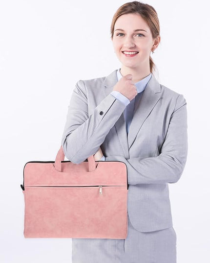 Veemoon Laptop Tote Bag for Women 15.6-Inch Pink Waterproof Laptop Shoulder Bag with Adjustable Strap Portable Tablet Computer Handbag for Work and Travel