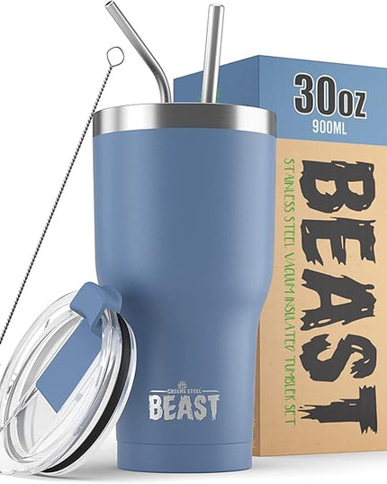 Beast 30 oz Tumbler Stainless Steel Vacuum Insulated Coffee Ice Cup Double Wall Travel Flask (Stormy Sky Blue)