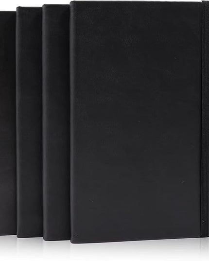 Deziliao 5 Pack Dotted Journal Notebooks with Pen Loop, Hardcover Notebook Journal for Work, 100Gsm Premium Thick Paper with Inner Pocket, Medium 5.7"x8.4", （Black）