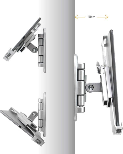 Tablet Wall Mount Holder with fold,Extend Adjustable Arm Swivel &Anti Theft Security Lock &Key, Multi Angle,Bracket for Most 7 to10.8 Inch,for iPad 10.9&11,Galaxy tab,& More(Silver)