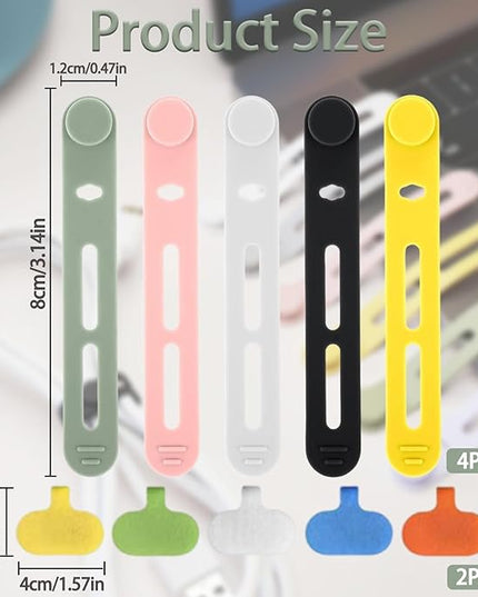FenrFern 30Pcs Silicone Cable Ties, Reusable Cable Straps Cord Organizer for for Bundling Earphone, Phone Charger, Computer Cords in Home, Office, Kitchen, School (20 Cable Ties+10 Cord Labels)
