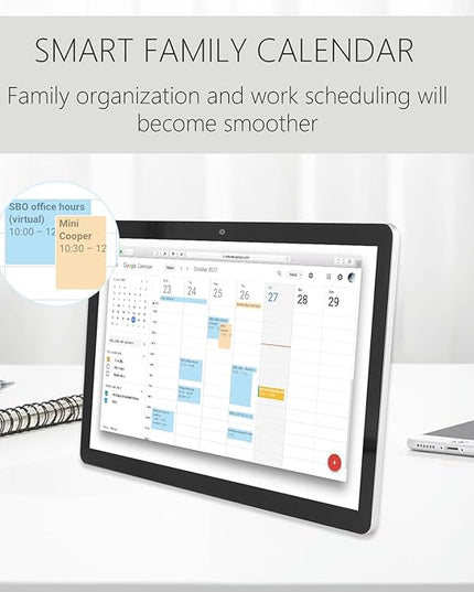 15.6 to 27 inch Touchscreen Digital Calendar & Wall Planners, Smart Whiteboard Calendar for Chore Chart & Work Schedule, Built in Speakers and Camera, Include Wall Mount & Desk Stand (15.6-inch)