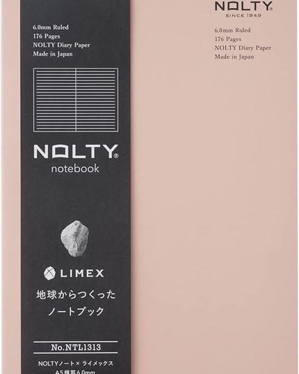 NOLTY NOTE × LIMEX, A5 Ruled Line Notebook, 6.00mm, 176 Sheets, Sand Pink, NTL1313