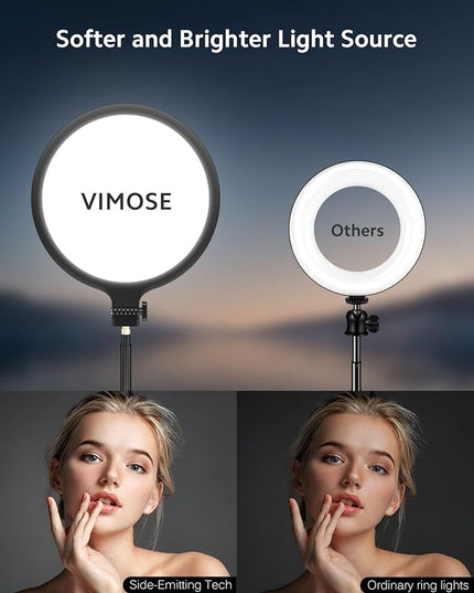 Ring Light with Stand for Zoom Meetings, 360° Rotate 10.5" Zoom Lighting for Computer Video Conference Light Desk Light, Full-Screen LED Lighting with Phone Holder for Live Streaming, Video Call