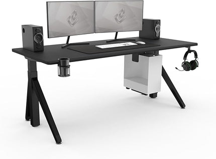 DEZCTOP Revon Pro Electric Standing Desk, 71" x 31.5" Large Work Surface, Height Adjustable (27.6"-47.2"), Sturdy Keel Frame, with Magnetic Modular System, Anti-Collision, Ash Black for Home Office