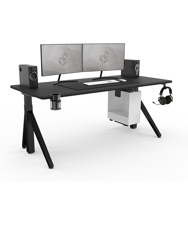 DEZCTOP Revon Pro Electric Standing Desk, 71" x 31.5" Large Work Surface, Height Adjustable (27.6"-47.2"), Sturdy Keel Frame, with Magnetic Modular System, Anti-Collision, Ash Black for Home Office