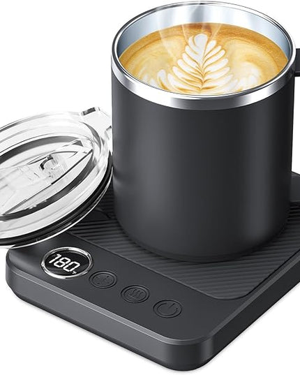 Coffee Mug Warmer & Mug Set for Desk, Smart Coffee Cup Warmer with 16oz Heated Mug, Coffee Heater with Auto Shut Off for Office/Home, Birthday/Valentine's Day/Coffee Gifts for Men & Women, Black