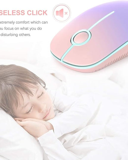 VssoPlor Wireless Mouse, 2.4G Slim Portable Computer Mice with Nano Receiver Quiet Silent Optical Laptop Mouse for Notebook, PC, Laptop, Computer-Pink to Purple