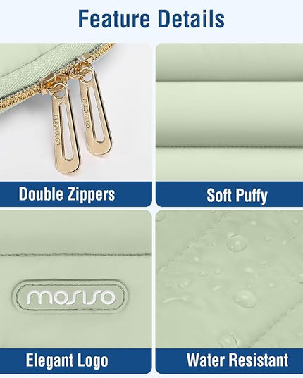 MOSISO 15-15.6 inch Laptop Case, 16 inch Puffy Laptop Sleeve Compatible with MacBook Pro 16, HP Dell ASUS Acer Toshiba Lenovo Notebook Computer, Polyester Horizontal Bag with Small Case, Sage Green