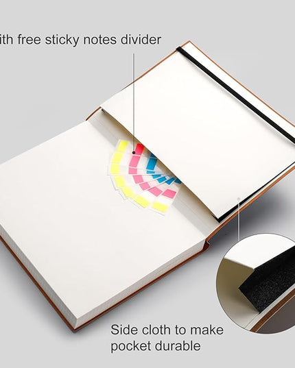 AHGXG Graph Paper Notebook - Grid Paper Notebook Large A4 8.5''×11'', 320 Pages Thick Journal, 100gsm Thick Graph Paper, Leather Softcover, Inner Pocket - Black