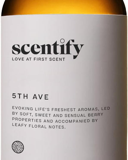 Scentify 5th Ave Aroma Oil Refill Scent for Oil Diffusers - Bergamot, Floral, Gardenia Scents - Luxurious Relaxing Aromatherapy Diffuser Fragrance 470ml, 16 oz