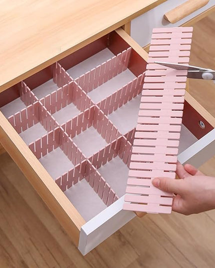 Plastic Drawer Dividers 16pcs Set 4 Sets Pink Long 37X7Cm Plastic Storage Organizer for Socks Underwear Closet Organization and Drawer Separation