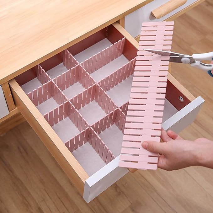 Plastic Drawer Dividers 16pcs Set 4 Sets Pink Long 37X7Cm Plastic Storage Organizer for Socks Underwear Closet Organization and Drawer Separation