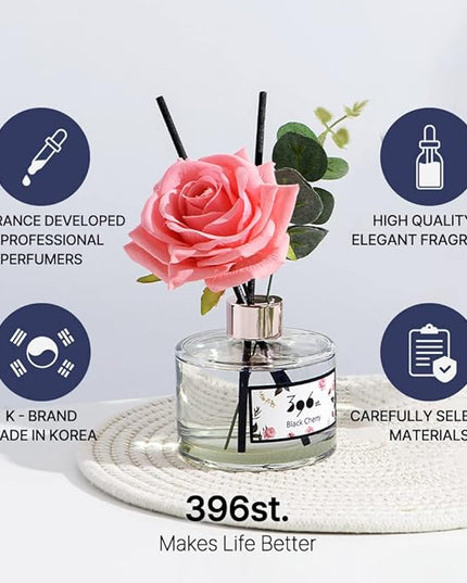 396 st. Rose Flower Reed Diffuser, Red Rose, 200ml(6.7oz) / Reed Diffuser Sets, Home Fragrance, Scented Oils, Home & Bathroom Décor