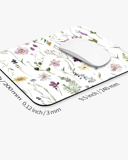 Square Mouse Pad Beautiful Flowers Plants, Personalized Premium-Textured Custom Mouse Mat Design, Washable Mousepad Cloth, Non-Slip Rubber Base Computer Mouse Pads for Wireless Mouse