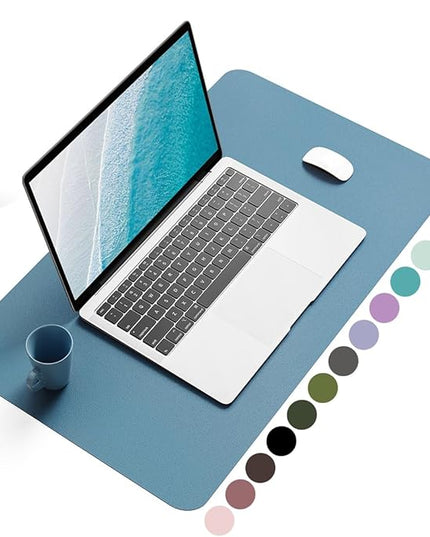 YSAGi Non-Slip Leather Desk Pad, Waterproof Laptop Computer Desk Keyboard Mat, Table Protector Blotter Mat, Large Mouse Pad for Office/Work/Home/Decor(Blue, 23.6" x 13.7")
