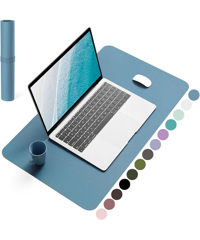 YSAGi Non-Slip Leather Desk Pad, Waterproof Laptop Computer Desk Keyboard Mat, Table Protector Blotter Mat, Large Mouse Pad for Office/Work/Home/Decor(Blue, 23.6" x 13.7")