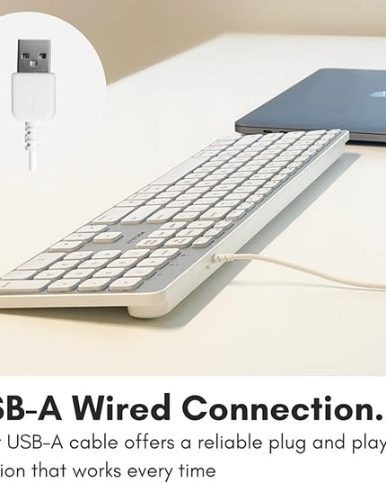Macally Backlit Wired Keyboard for Mac | Compatible Apple Keyboard with Numeric Keypad | Comfortable All Day Typing, Compatible on MacBook Pro/Air, iMac, Mac mini/Pro - Silver