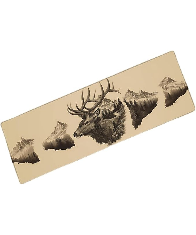 Elk and Mountain Extra Large Gaming Mouse Pad, Desk Mat, Non-Slip Rubber Base, MousePads for School, Work, Home Accessories Decor Gifts 31.5" x 11.8"