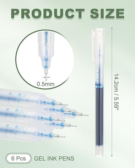 PATIKIL 6Pcs Colored Gel Ink Pens, 0.5mm Extra Fine Point Smooth Writing Japanese Quick Drying Liquid Ink Rollerball Pens for Office Stationery Classroom Teachers, Sky Blue